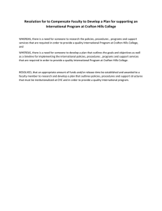 Resolution for to Compensate Faculty to Develop a Plan for... International Program at Crafton Hills College