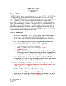 Crafton Hills College Academic Senate By-Laws Article I: Purpose