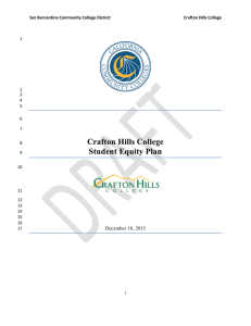 Crafton Hills College Student Equity Plan  December 18, 2015