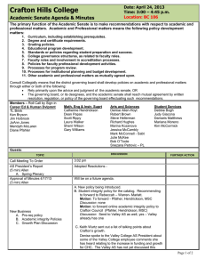 Crafton Hills College Academic Senate Agenda &amp; Minutes Date: April 24, 2013