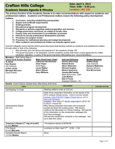 Crafton Hills College Academic Senate Agenda &amp; Minutes Date: April 3, 2013