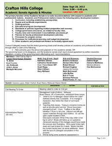 Crafton Hills College Academic Senate Agenda &amp; Minutes Date: Sept 18, 2013