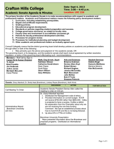 Crafton Hills College Academic Senate Agenda &amp; Minutes Date: Sept 4, 2013