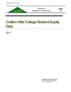 Crafton Hills College Student Equity Data 2011 RRN