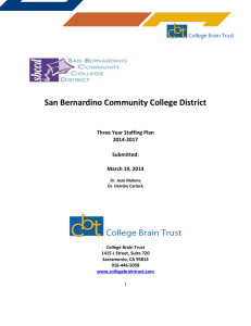   San Bernardino Community College District  Three Year Staffing Plan  2014‐2017 