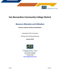 San Bernardino Community College District Resource Allocation and Utilization