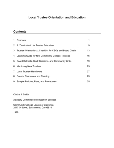 Local Trustee Orientation and Education Contents