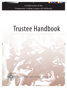 Trustee Handbook A Publication of the Community College League of California
