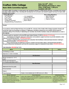 Crafton Hills College Basic Skills Committee Agenda Date: Oct 29 , 2014