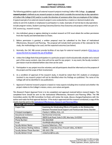 CRAFT HILLS COLLEGE RESEARCH PROJECT APPROVAL FORM research project external