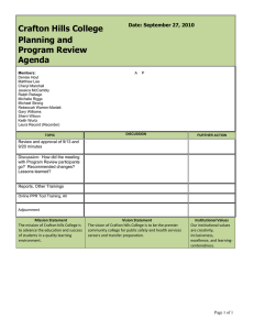 Crafton Hills College Planning and Program Review Agenda