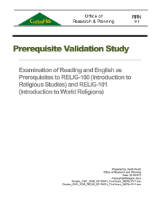 Prerequisite Validation Study