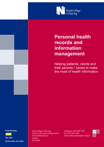 Personal health records and information management