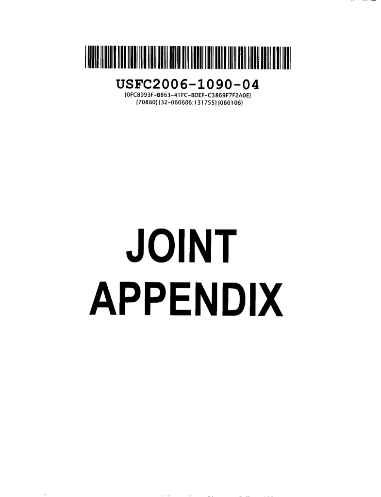 JOINT APPENDIX IIIIII IIIIH
