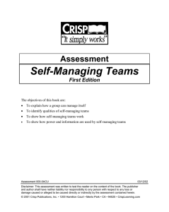 Self-Managing Teams Assessment First Edition