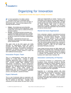 Organizing for Innovation Organizational models that support strategic innovation