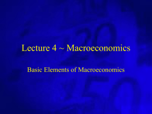 Lecture 4 ~ Macroeconomics Basic Elements of Macroeconomics