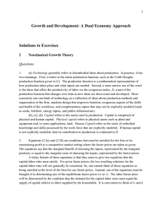 Growth and Development: A Dual Economy Approach Solutions to Exercises  2