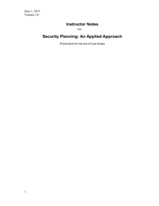 Instructor Notes Security Planning: An Applied Approach June 1, 2015 Version 1.0