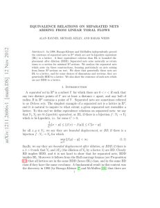 EQUIVALENCE RELATIONS ON SEPARATED NETS ARISING FROM LINEAR TORAL FLOWS