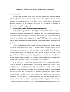 Appendix A: Multi-criteria decision making analysis techniques  A.1 Introduction