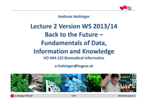 Lecture 2 Version WS 2013/14 Back to the Future – Fundamentals of Data,  Information and Knowledge