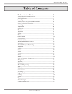 Table of Contents The Honors College Fall 2005