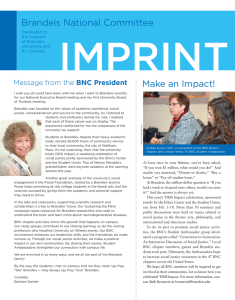 Brandeis National Committee Make an Impact! Message from the BNC President