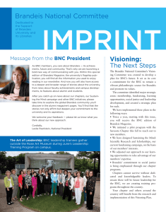 Brandeis National Committee Visioning: The Next Steps Message from the