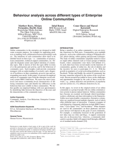 Behaviour analysis across different types of Enterprise Online Communities