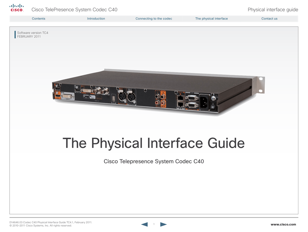 The Physical Interface Guide Cisco Telepresence System