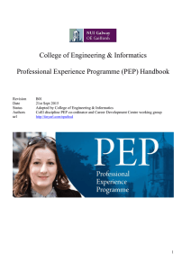 College of Engineering &amp; Informatics  Professional Experience Programme (PEP) Handbook