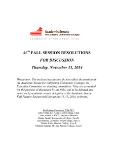 46 FALL SESSION RESOLUTIONS FOR DISCUSSION