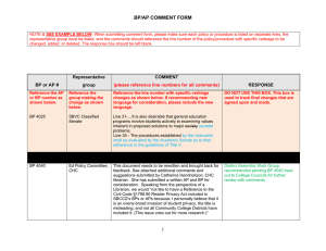 BP/AP COMMENT FORM