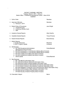 `  DISTRICT ASSEMBLY MEETING Tuesday, March 4, 2014 – 3:00 p.m.