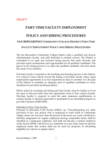 PART-TIME FACULTY EMPLOYMENT POLICY AND HIRING PROCEDURES DRAFT*