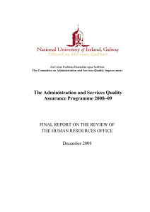 The Administration and Services Quality Assurance Programme 2008–09 THE HUMAN RESOURCES OFFICE