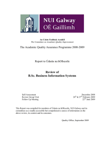 Review of  B.Sc. Business Information Systems The Academic Quality Assurance Programme 2008­2009   