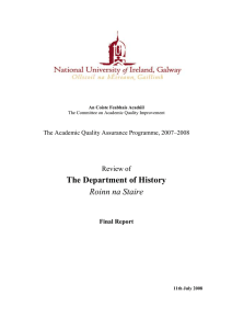 The Department of History Roinn na Staire  Review of