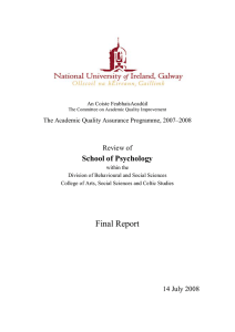 School of Psychology   The Academic Quality Assurance Programme, 2007–2008 