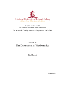 The Department of Mathematics Review of The Academic Quality Assurance Programme, 2007–2008