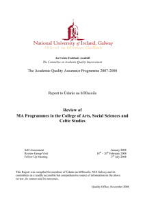 Review of Celtic Studies The Academic Quality Assurance Programme 2007-2008