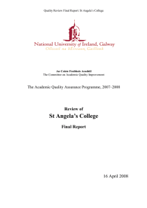 St Angela’s College Review of Final Report 16 April 2008