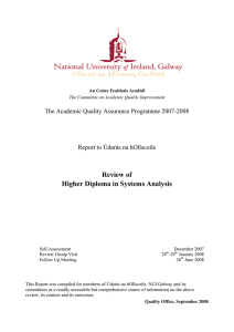 Review of Higher Diploma in Systems Analysis Report to Údarás na hOllscoile