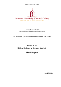 Final Report Review of the Higher Diploma in Systems Analysis