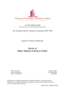 Review of Higher Diploma in Business Studies Report to Údarás na hOllscoile