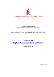 Higher Diploma in Business Studies Review of the Final Report