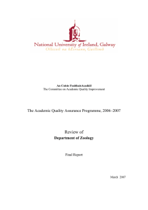 Review of The Academic Quality Assurance Programme, 2006–2007 Department of Zoology Final Report
