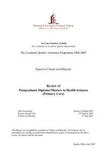 Review of Postgraduate Diploma/Masters in Health Sciences (Primary Care)