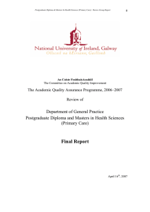 Final Report Department of General Practice (Primary Care)